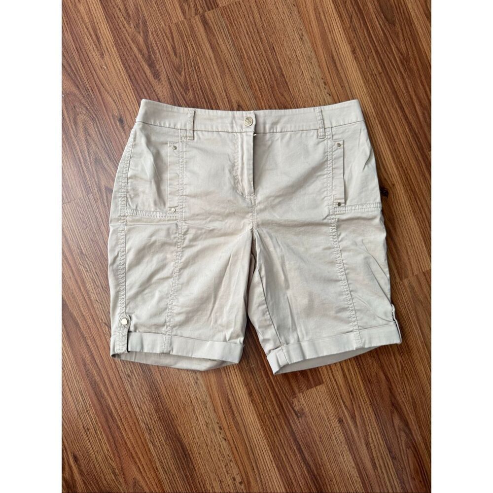 Chico's OP Women’s Cotton Blend Cargo Utility Bermuda Shorts Beige Size 4P